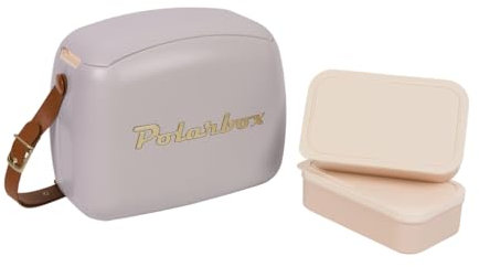 Kreher Kühltasche mit Brotdose, Kühlbare Lunchbox, Passive Kühlbox für Lebensmittel, Medikamente, Mittagessen im Retro-Design (Mauve/Gold)