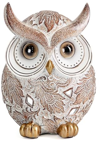 Smadeer Owl Statue and Figurine for Home Decor Accents Adorable Owl for Shelf Bookshelf Bedroom Living Room Office Table Desk Modern Decorations Animal Sculpture for Birds Lovers