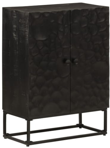 vidaXL Sideboard, Kommode mit Eisenbeine Stauraum, Beistellschrank für Wohnzimmer Schlafzimmer, Anrichte Schrank, Schwarz Massivholz Mango Eisen