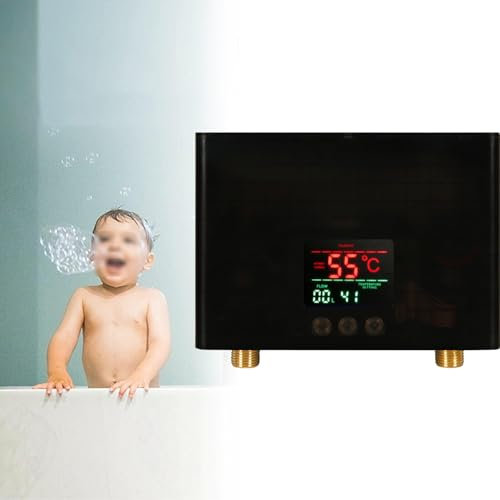 URJWAN Electric Water Heater, Tankless Water Heater, Under Sink Plug-in Tankless Water Heater, with Multiple Safety Protections, Providing Fast and Efficient Heating,Black-220V