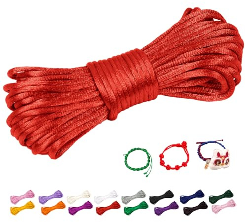 CAMAL 2,5mm Filo per Braccialetti, Fili Nylon per Braccialetti 10m Filo Nylon Cordoncino per Collane Fai Da Te, Cordino per Braccialetti, Gioiello, Perline, Artigianato (Rosso)
