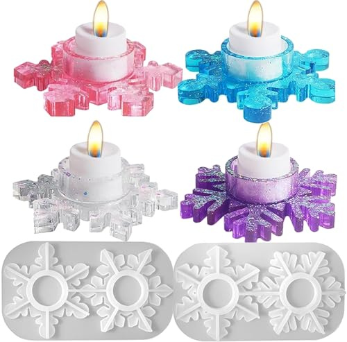 Silikonform Kerzenhalter, 2 Stück Schneeflocken Silikon Gießformen, Schneeflocken Kerzenständer, Kerzenformen Zum GießenSilikonformen, DIY Handwerk silikonformen epoxidharz