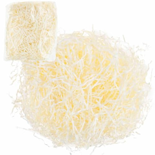 RAFFIA HEU PFLANZENFASER DEKORATIV NATUR CREME 50G, Holzwolle Füllmaterial für Geschenkkorb, naturbelassen, für Deko und Geschenkkörbe