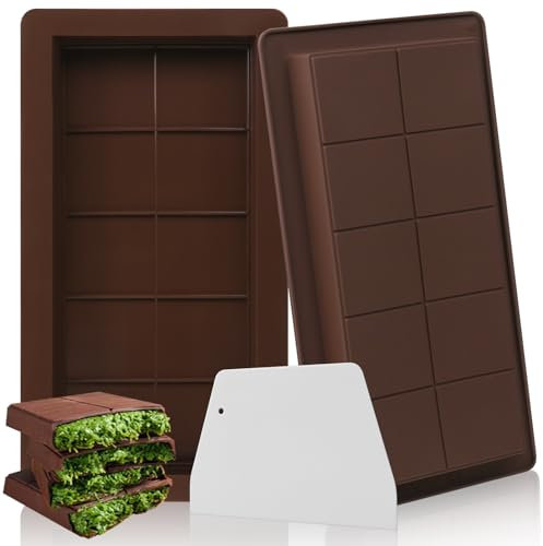 Jadesiegel Molde Turron Silicona Molde Chocolate,2 Piezas Molde Chocolate Silicona, Molde Para Barra De Chocolate De Dubái,Molde De Chocolate De Silicona Con 10 Cavidades