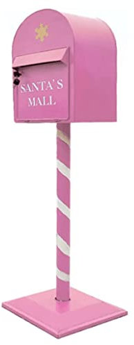 LXTIN Mailbox With Lock Postbox Heavy Iron Retro Mailbox Posts Floor-standing Drop Box For Home Outdoor Large-capacity Mailboxes (Pink)