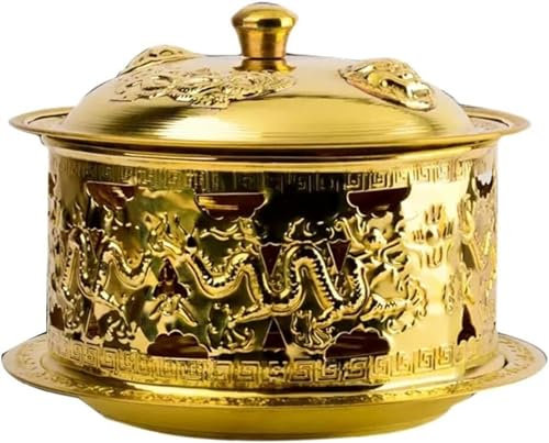 Fondue Olla Hot Pot Platos De Frotamiento, Olla Caliente, Olla Caliente Con Alcohol De Cobre Puro, Adecuada Para La Cena Familiar Fondue Queso(Gold,26cm)
