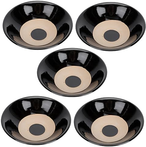 PRETYZOOM Cuencos De Comida Vintage Tazón De Comida Práctico 5 Piezas Barro Cocido Color Negro Diseño Rústico Soporte Para Alimentos Condimentos Mesa