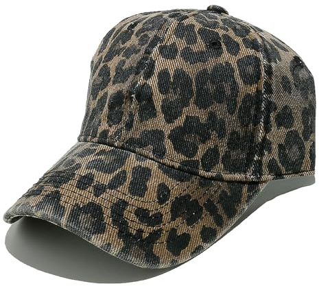 Sahrch Baseball Cap for Women – Adjustable Leopard Print Hat, Stylish Sun Protection Cap for Outdoor Sports, Casual Travel & Daily Wear Dark Brown