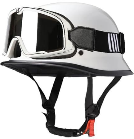 Caschi Jet E Demi-Jet Moto Vintage Omologato ECEDOT Mezzo Casco Da Motociclista Caschi Cromwell Per Uomo Donna Con Occhiali Casco A Scodella Per Scooter Street Cruiser 4,XXL:63-64CM