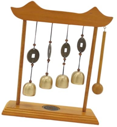Tischglocken-Ornament, Holz und Kupfer, Heimdekoration für Regal, Schlafzimmer, Wohnzimmer
