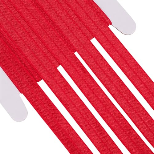 CABODYALS 9.14 m 15mm Rotes Dehnbares Band Elastisch Einfarbig Zum Umklappen Glänzende Haargummis Bänder Strickstoffbesatz Zum Nähen Herstellen von Kleidung Kleidern Schleifen Stirnbändern Binden Bast