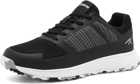 SDEQA Herr Golfskor Spiklösa Casual Golfskor Halkfria Andningsbara Utomhus För Golfträning,Black,41 EU