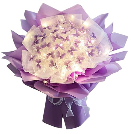Blumenstrauß mit Schmetterlingen – Set aus künstlichen zum Selbermachen, künstliche mit Schmetterlingen | Bastel-Set für Hochzeit, Geburtstag, Jahrestag, Dekoration für Partys und Centr