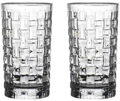 CJHFR472SG Elegante Vaso de whisky con textura tejida, transparente, sin plomo, for agua, zumo, leche, cerveza, cócteles y bebidas frías calientes Cristalería(Pequeño)