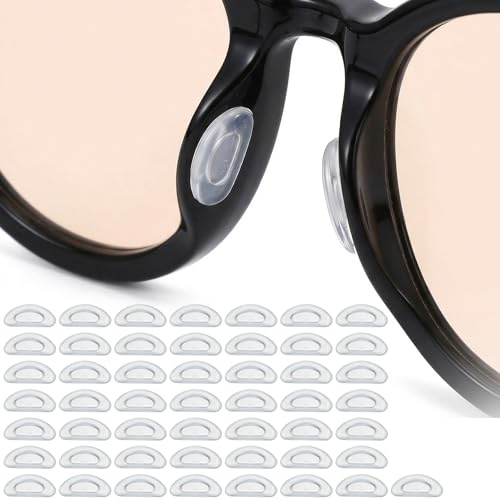 25 Paar Silikon Brillen Nasenpads, 2mm Antirutsch Weiche Nasenpads Selbstklebende Klebend Pads Bequeme Rutschfeste Nasenpad mit klebriger Rückseite für Vollrahmen Brillen Sonnenbrillen Transparent