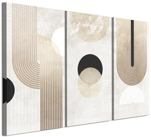 LUMASOUL Cuadros Decoracion Salon Modernos 3 Pieza - Decoración Pared Abstraccion Motivo - Cuadros Decorativos con marcos de madera y telares Salón y dormitorio - 90x60 cm