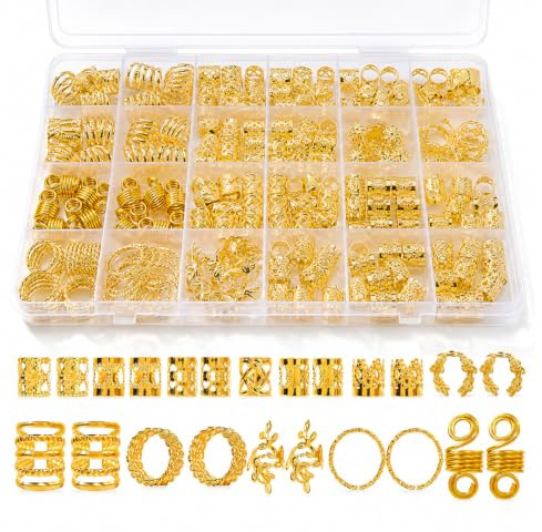 220 Pcs Gold Hair Accessories Set, Dreadlock Hair Rings, Hair Jewelry for Braids, Festival Accessories, Hair Clips for Women, Gold Hair Charms for Hairstyles for Daily Use
