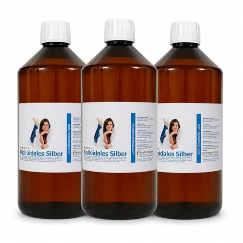Natur Total Kolloidales Silber 100PPM [XXL-Set] 3 x PET Laborflaschen à 1000ml I Silberwasser hochdosiert