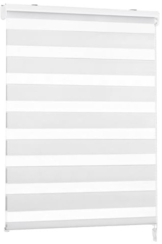 Victoria M. Doppelrollo für Fenster & Türen Duo-Rollo Lichtdurchlässig & Verdunkelnd mit Kettenzug Wand- o. Deckenmontage, 90 x 230cm, Weiss