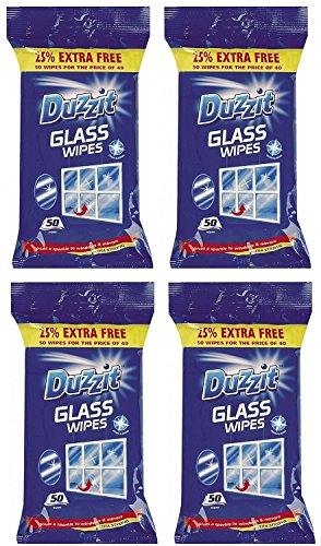 4 x Duzzit Glass Window Mirror Cleaning Wipes Pack Of 50