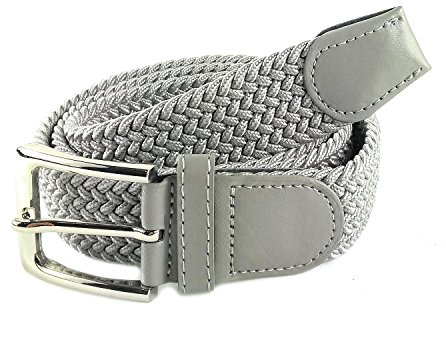 MYB Cintura elastica intrecciata per Uomo e Donna - diversi colori e dimensioni (115-120 cm, Grigio Chiaro)