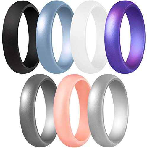 ThunderFit Silicone Bridal Rings Set for Women, Wedding Bands 5.5mm Wide, 6.5 - 7 (17.35mm), Silicone, No Gemstone