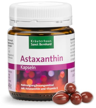 Sanct Bernhard Astaxanthin-8 mg-Kapseln, mit Astaxanthin & Vitamin E, 60 Weichkapseln für 2 Monate