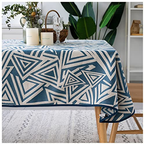 SHRHZJ Tischdecke Abwaschbar,Rechteck Outdoor Tischdecke, Dreidimensionale Dreieckskeder/Muster,Kann Mit Transparenten PVC-Tischmatten Verwendet Werden (140x140cm(55x55in),Blau)