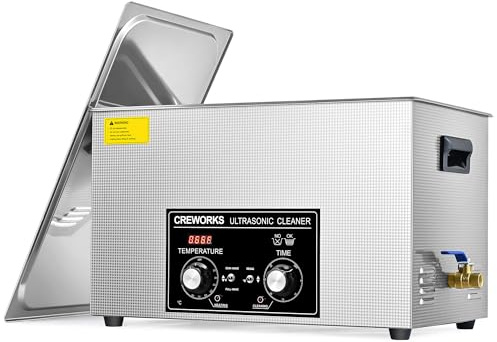 CREWORKS 30L Limpiador de Ultrasonidos con Temporizador y Calentador 600W Limpiador Ultrasónico de Acero Inoxidabale Máquina de Ultrasonidos para Limpieza de Gafas/Joyas/Anillos