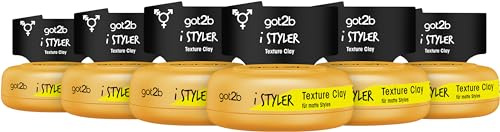 got2b Schwarzkopf iStyler Texture Clay Halt 4 (6x 75 ml), Haarcreme für Männer verleiht einen coolen Matt-Effekt, Haarpaste für einen texturierten, matt definierten Style
