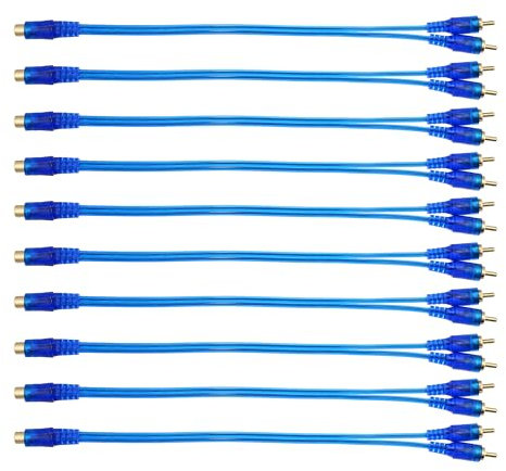 uxcell 10 Pcs 1 Female to 2 Male RCA Y Splitter Cable Car Audio Converter Cord Adapter Wire