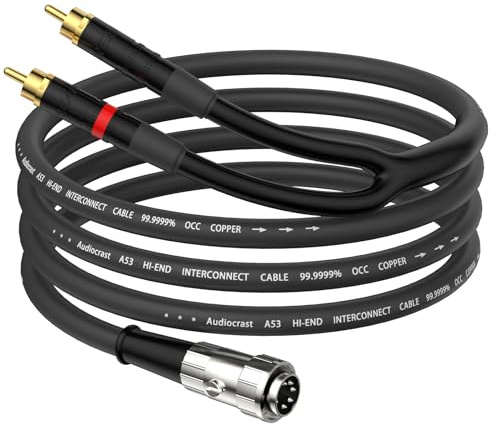 Tertullus Naim 5 Pin Din to 2 x RCA Phono Plugs Stereo Cable Twist Lock Pure OFC (5 Pin Din To RCA, 1.5M)