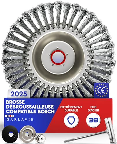 GARLAVIE Cepillo para malas hierbas para Bosch Motorsense – Cepillo para hierbas silvestres con adaptador para desbrozadora, accesorio duradero para la eliminación de musgo y malas hierbas
