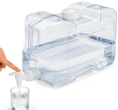 Dispensador de Agua para Nevera con Grifo y Asa, Garrafa de Plástico Transparente Reutilizable para Bebidas Frías, Dispensador Portátil Resistente y Libre de BPA, Capacidad de 7.2 litros
