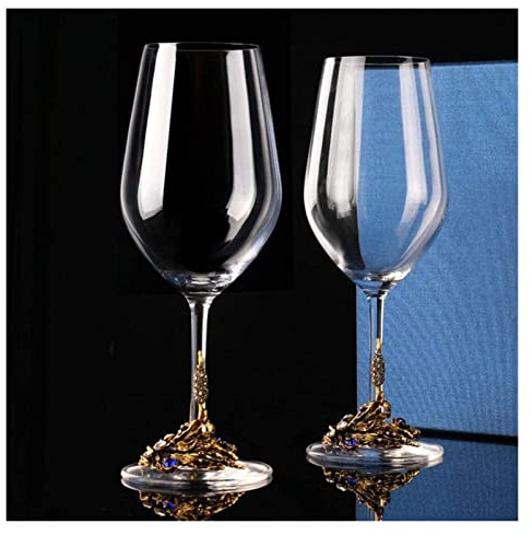 Handblåst blyfri kristallkaraff, emaljglas rött vin karaffset, släpper vinets smak och arom, ergonomisk design för enkel hällning (guld 1 300 ml)