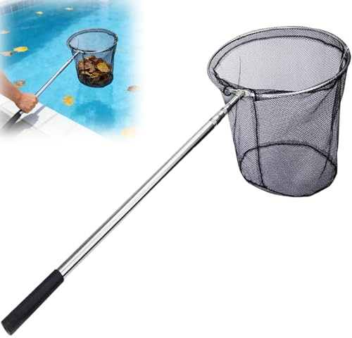 Lereke 155CM Pool Skimmer Net, Swimming Pool Cleaning Net with Extendable Telescopic Pole, Aluminium Fine Mesh Pond Skimmer for Cleaning Pool,Garden Pond,Fountain,Tubs,Spa,Fish Tank