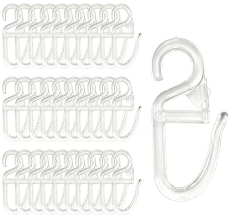 ZhcwlDuschdraperikrok 100 stycken gardinkrokar, universella överknäppningskrokar veckade krokar, transparenta plastgardinkrokar för gardinringar gardinstänger