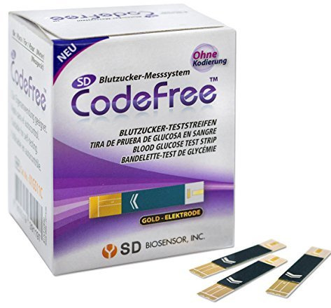 SD CodeFree Blutzuckerteststreifen 100 Stück, Sparpackung zur Diabetes-Messung bei Blutzucker (Zucker-Krankheit)