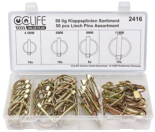 CCLIFE Kit 50 pezzi Copiglia a scatto spine a scatto diverse misure in comoda valigetta