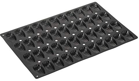 Lurch 67104 FlexiGastro Backform aus 100% BPA-freiem Platin Silikon 44er Madeleine, schwarz, 60 x 40 cm, Gastronomie