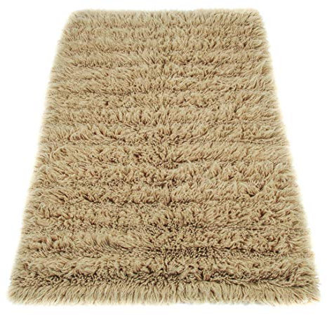 wohnen.com Flokati Teppich Farbe beige gestreift ca.1900gr/qm - Flokati bingt Natur pur durch 100% Neuseeland Schurwolle im Flor, Maß:240x340cm Rechteck