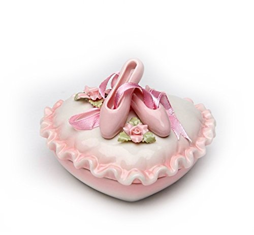 Cosmos 10603 Fine Porcelain Ballererina Shoe Heart Shape Box, 4-Inch