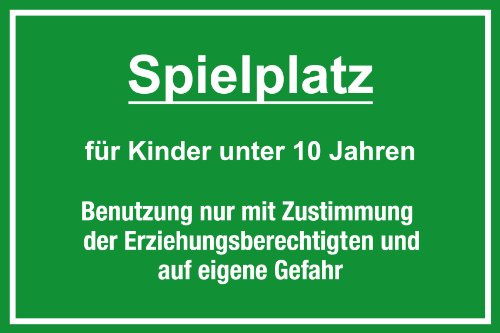 Spielplatzschild - Benutzung nur mit Zustimmung - Aluminium - 20 x 30 cm