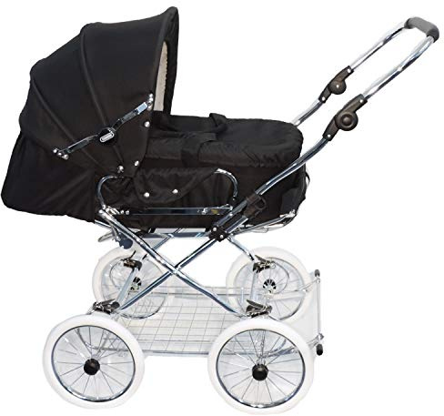 EICHHORN Kinderwagen Kombikinderwagen, von 0-3 Jahre, umbaubar zum Sportwagen, mit weicher Lederriemenfederung inklusive Schieberhöhenverstellung, EVA-Rad, schwarz