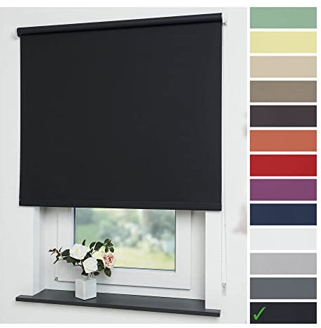 Liedeco® Rollo, Fenster Rollo, Kettenzug-Rollo / 102 x 240 cm (Breite x Höhe), schwarz/Verdunkelnd, Abdunkelnd, Blickdicht/viele Farben, Größen/Breiten 60-200 cm/Variable Montage möglich