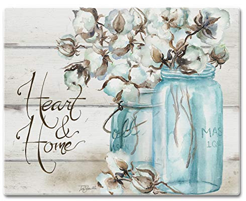 CounterArt 15 von 12 Zoll Glas Schneidebrett, Herz und home-mason Glas mit Baumwolle