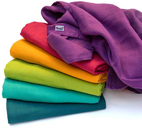 divata Bunte Baby Spucktücher (Regenbogen, 6er Set, 80x80 cm) - Farbige Mullwindeln, Mulltücher | 100% Baumwolle, Oeko-Tex-Zertifiziert