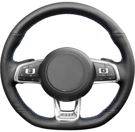 MEWANT Passgenauer Lenkradbezug zum Nähen für Golf GTI 7 | Golf GTI 7 / GTD 7 / GTE 7 / R 7 / Polo / Polo GTI - Handstiche Atmungsaktiv Für Beheizte Lenkräder Langlebig