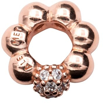 PANDORA Polierte Pavé-Kugel Zwischenelement in 14 Karat rosévergoldeter Metalllegierung mit Cubic Zirkonia Signature Collection