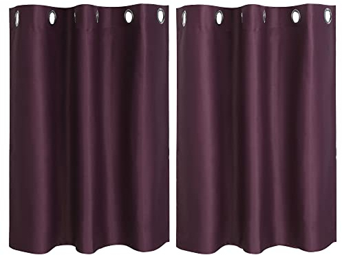 PiccoCasa Blackout Curtains 2 Panels Grommet, Burgundy Thermal Insulated Curtains Panel Darkening Small Window Curtains for Bedroom Living Room 42 x 36 Inch (Width x Length), 36inch Drop